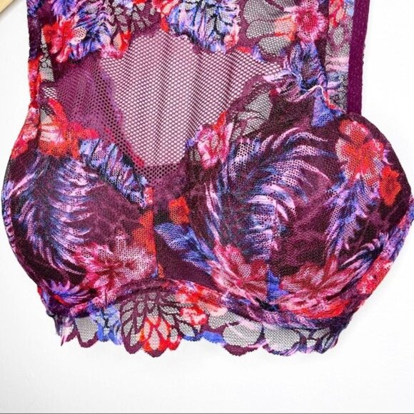 Victoria’s Secret Pink Lace Push Up Bralette Bra Red Pink Purple Size Small - Picture 7 of 13